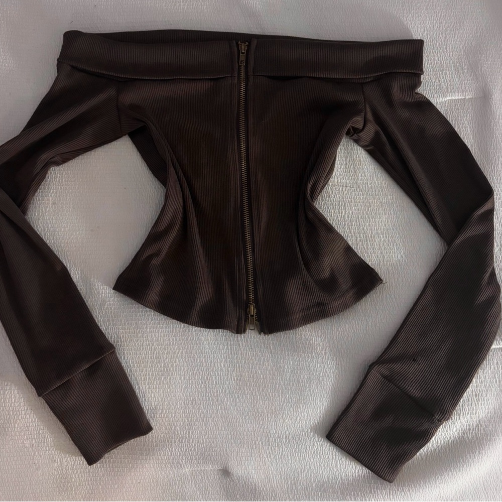Edikted Chocolate Ribbed Top